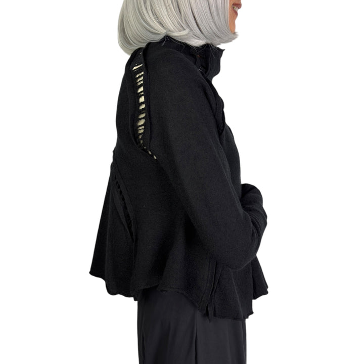 BOILED WOOL SHORT CARDIGAN