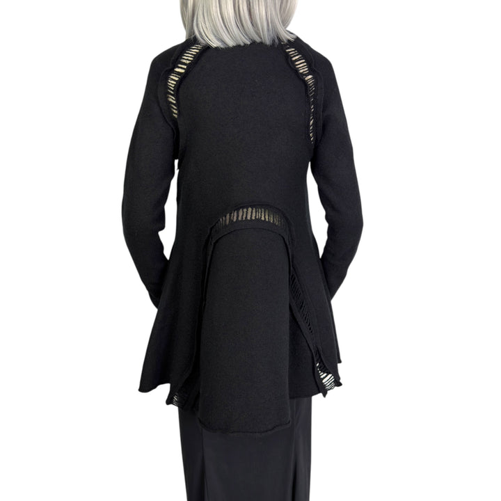 BOILED WOOL LONG CARDIGAN