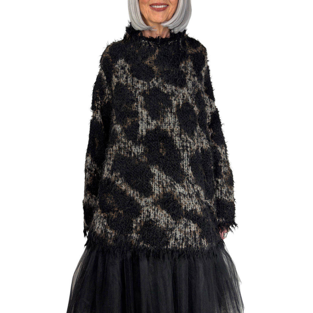 LEOPARD KNIT LONG SWEATER