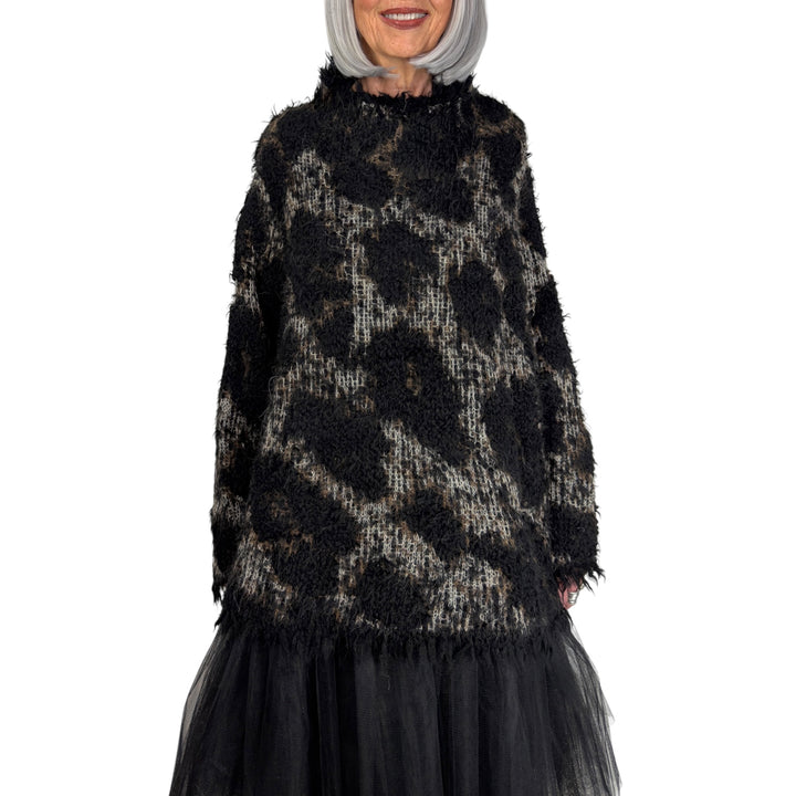 LEOPARD KNIT LONG SWEATER