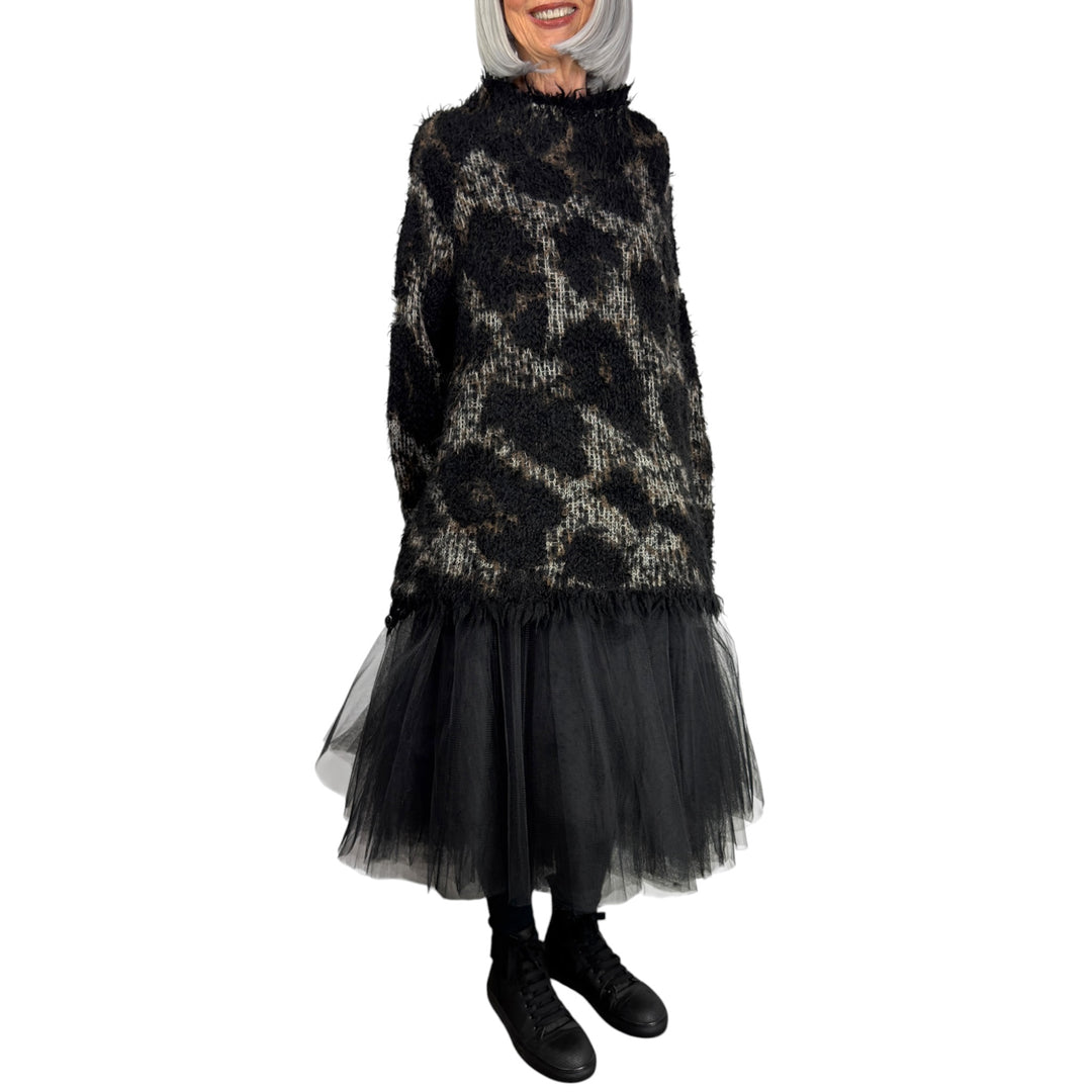 LEOPARD KNIT LONG SWEATER