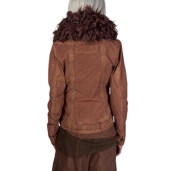 FAUX FUR COLLAR FITTED JACKET