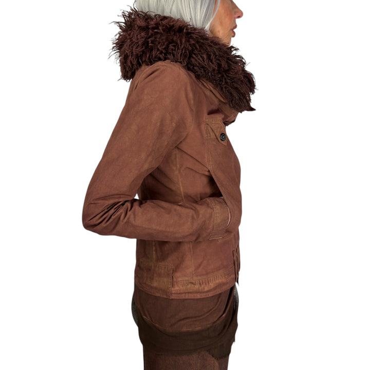 FAUX FUR COLLAR FITTED JACKET