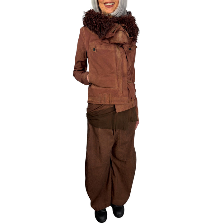 FAUX FUR COLLAR FITTED JACKET