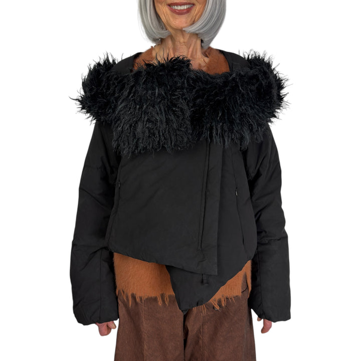 FAUX FUR HOOD/SCARF PUFFER JACKET