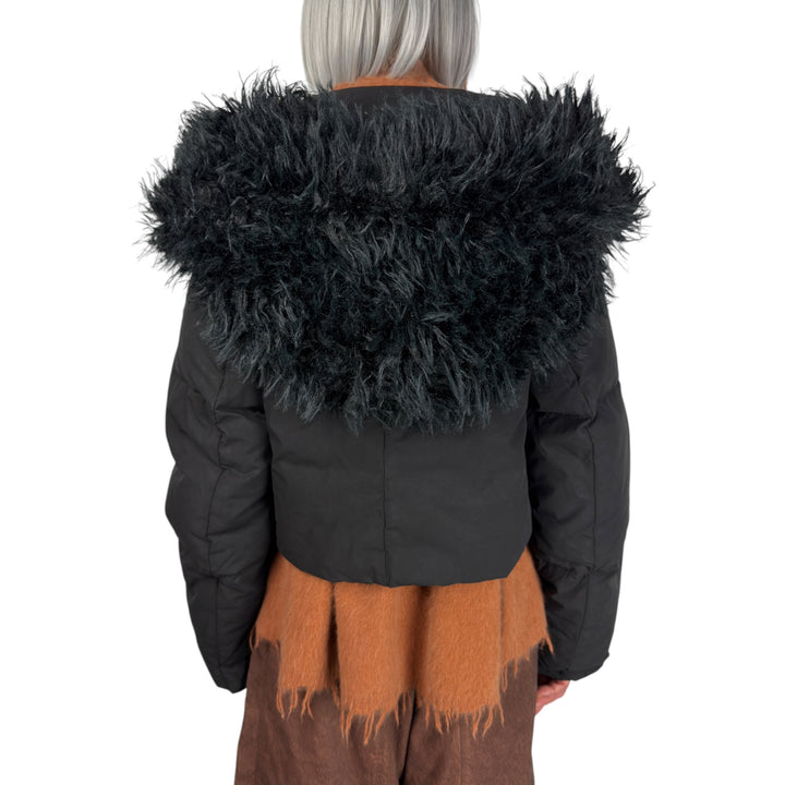 FAUX FUR HOOD/SCARF PUFFER JACKET