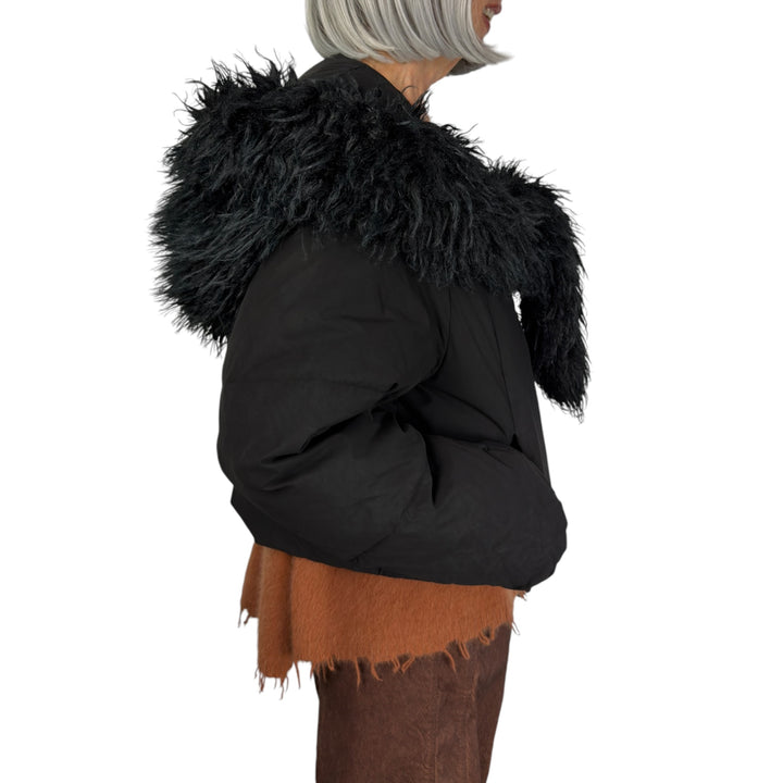 FAUX FUR HOOD/SCARF PUFFER JACKET