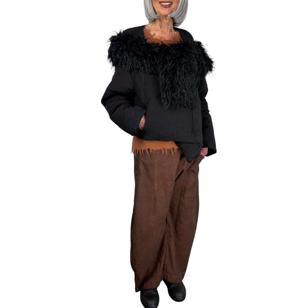 FAUX FUR HOOD/SCARF PUFFER JACKET