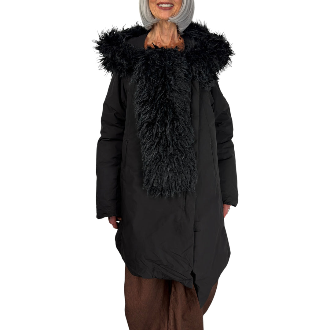 FAUX FUR HOOD/SCARF PUFFER COAT