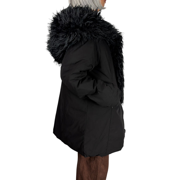 FAUX FUR HOOD/SCARF PUFFER COAT