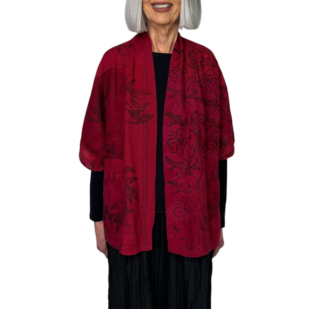 FRAYED PATCH MINI PONCHO