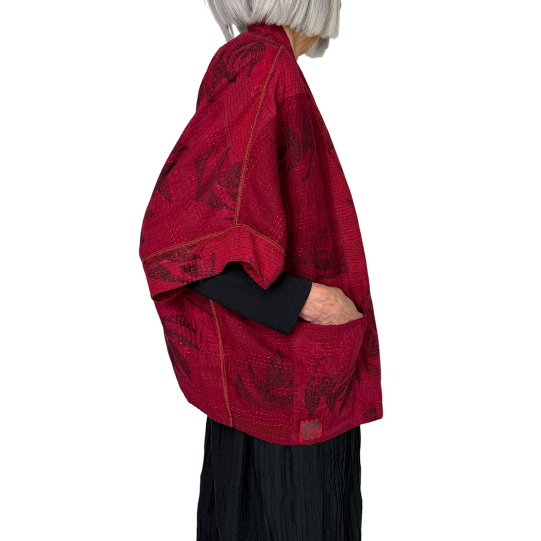 FRAYED PATCH MINI PONCHO
