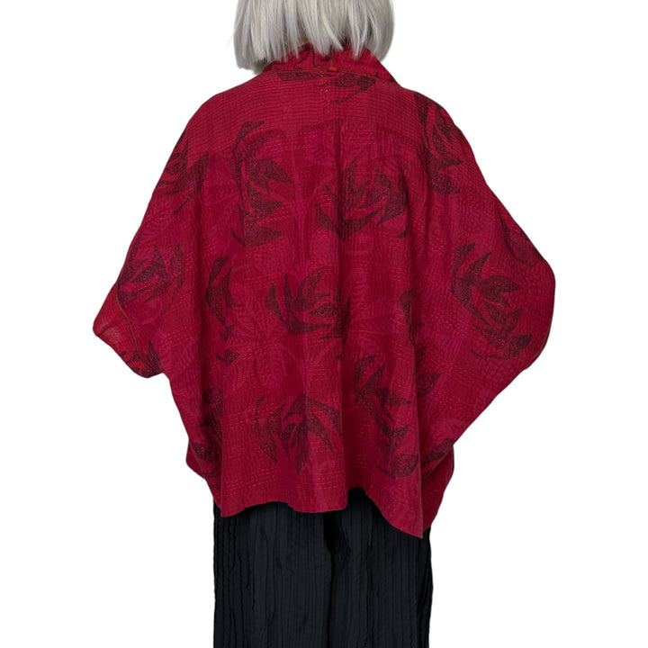 FRAYED PATCH MINI PONCHO