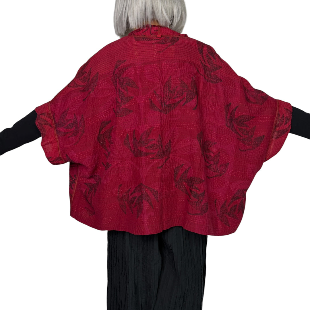 FRAYED PATCH MINI PONCHO