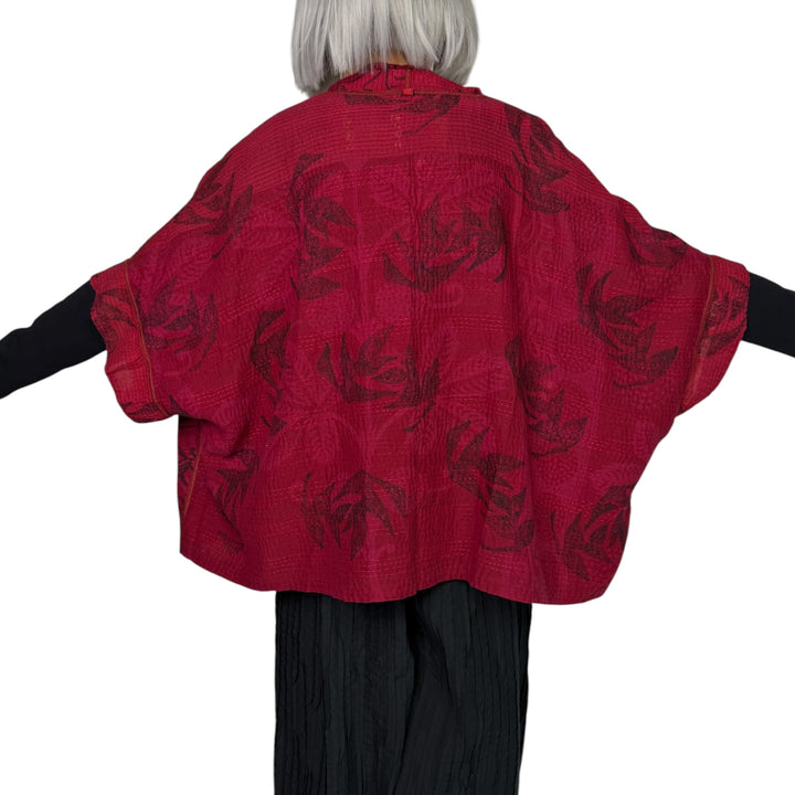 FRAYED PATCH MINI PONCHO