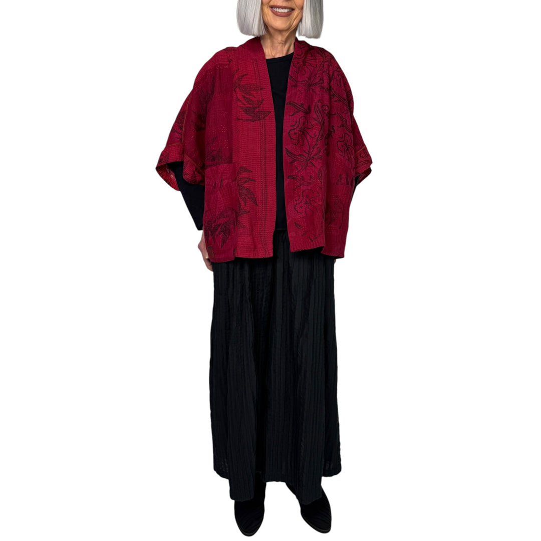 FRAYED PATCH MINI PONCHO
