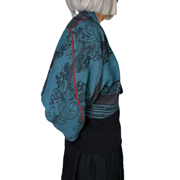 PAISLEY & PATCH PUFF SLEEVE SHRUG