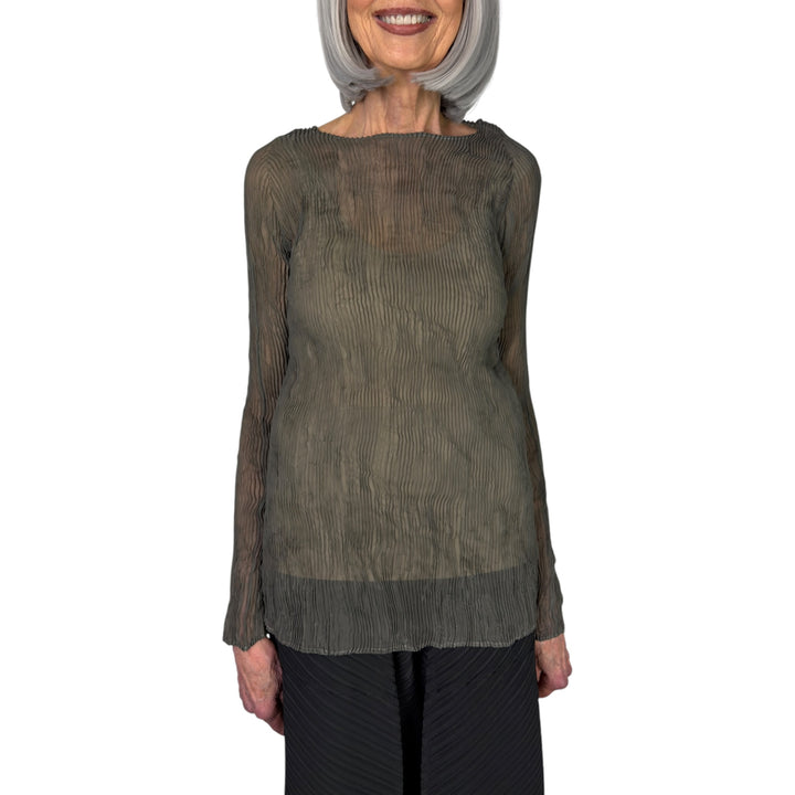 CHIFFON TWIST 2 CREW NECK TOP
