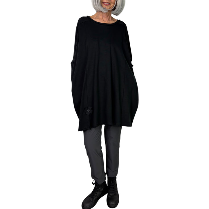 LONG SWEAT TOP W/MESH INSET