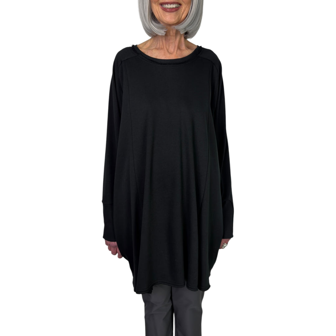 LONG SWEAT TOP W/MESH INSET