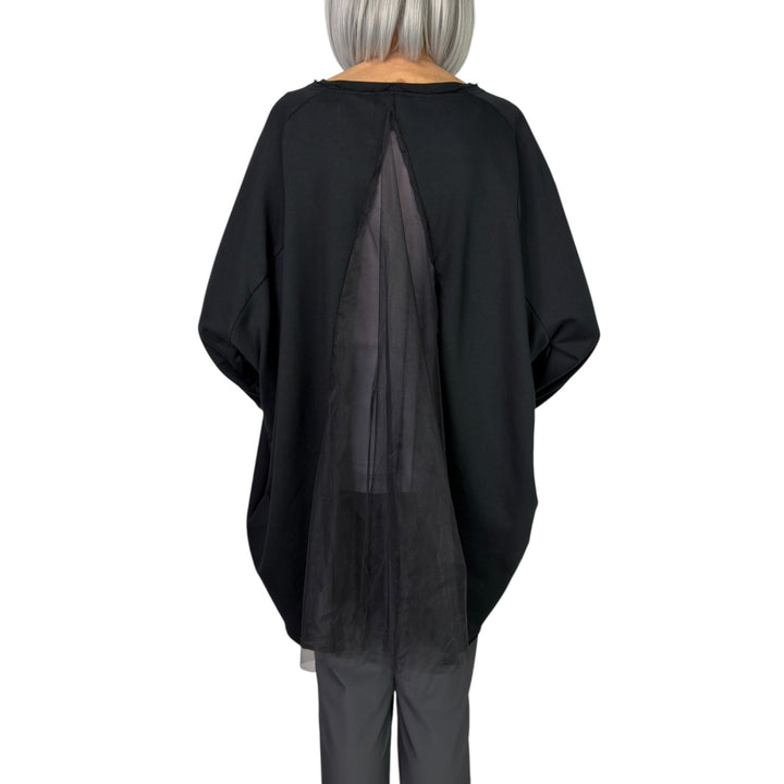 LONG SWEAT TOP W/MESH INSET