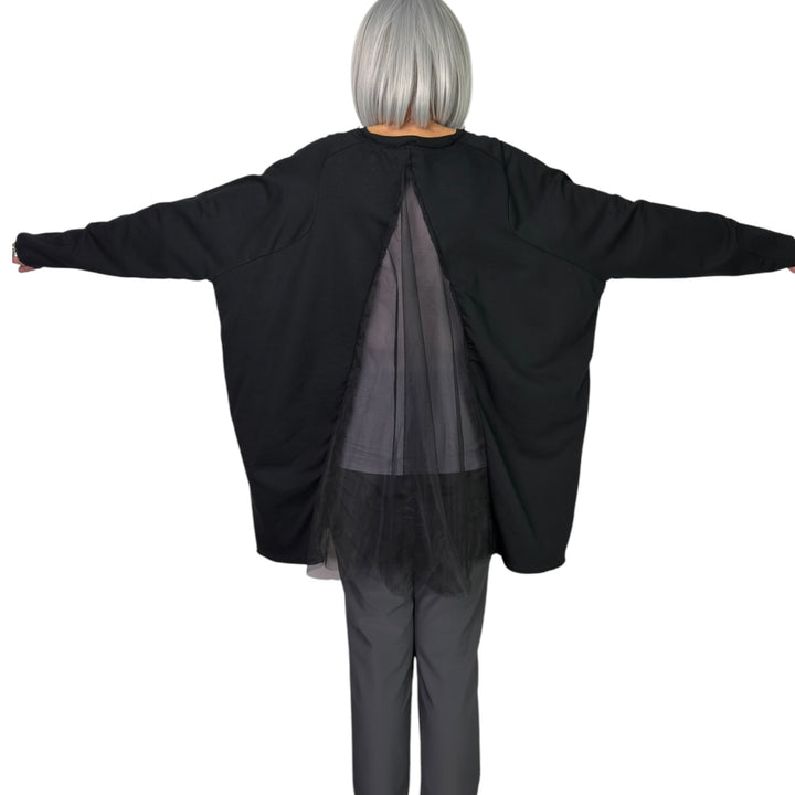 LONG SWEAT TOP W/MESH INSET