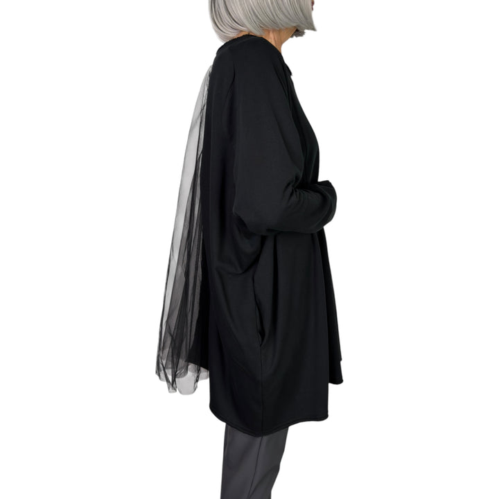 LONG SWEAT TOP W/MESH INSET