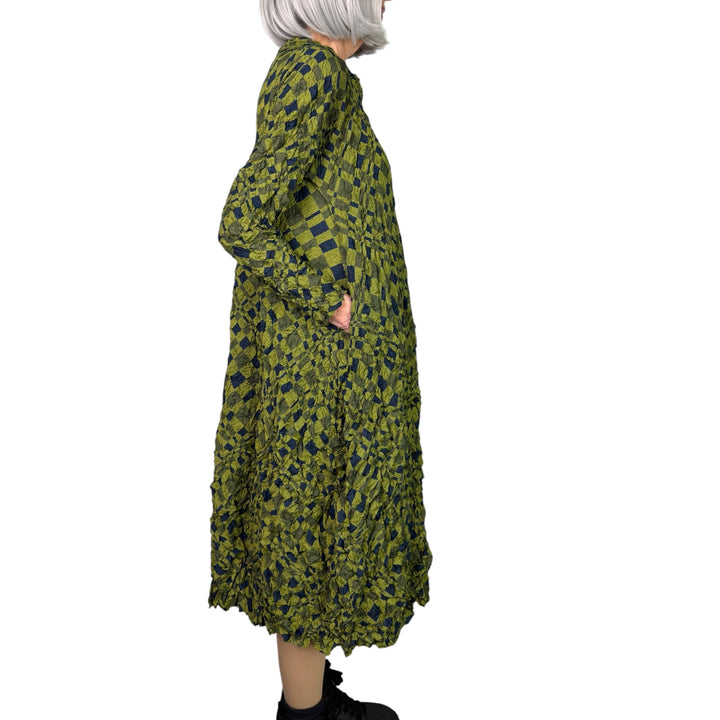 PRINTED CRINKLE PLEAT DRESS