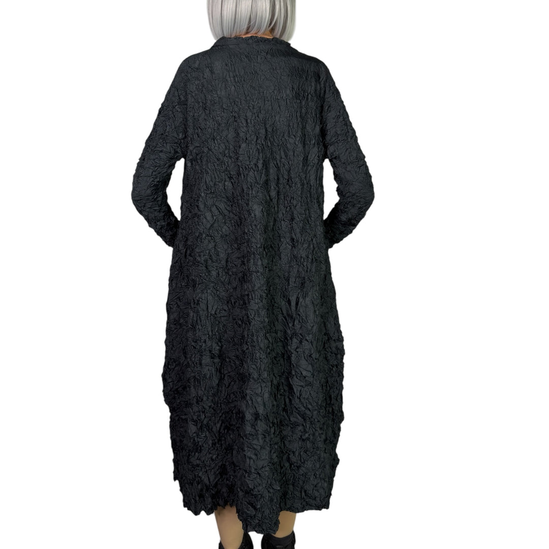 SOLID CRINKLE PLEAT DRESS