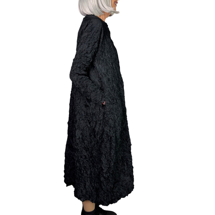 SOLID CRINKLE PLEAT DRESS