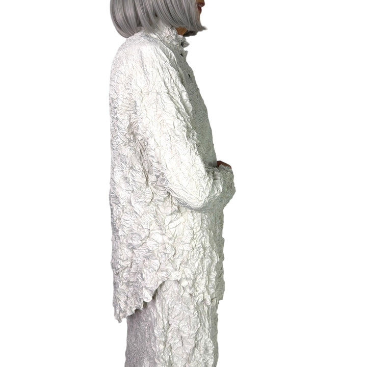 CRINKLE PLEAT BUTTON FRONT SHIRT