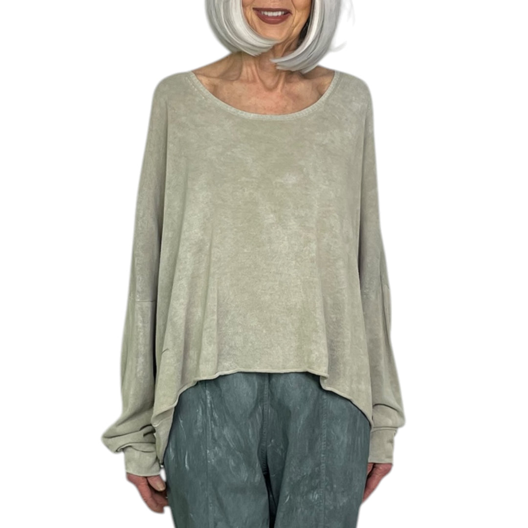 COTTON CREPE KNIT TOP