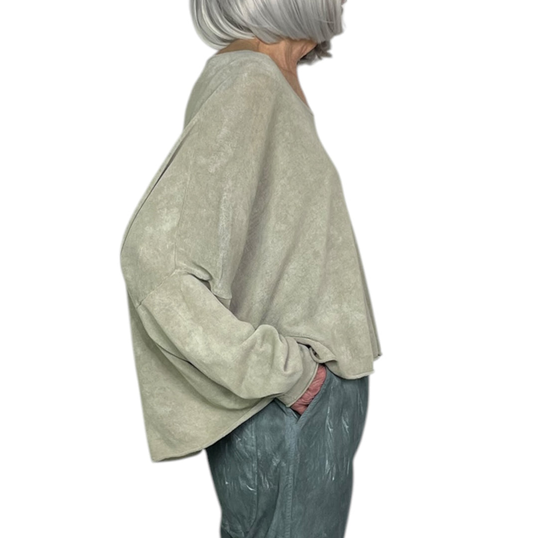 COTTON CREPE KNIT TOP