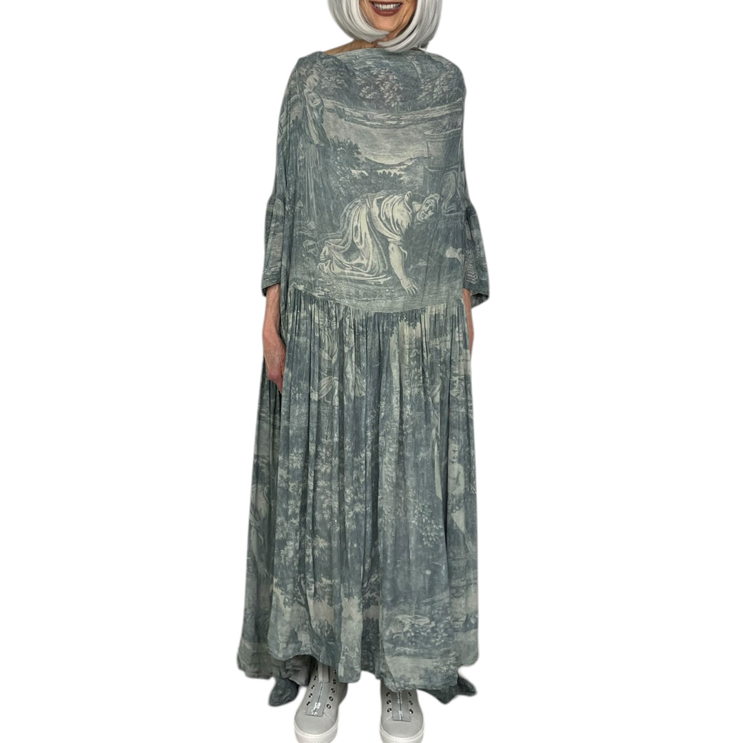 SCENIC PRINT VISCOSE DRESS