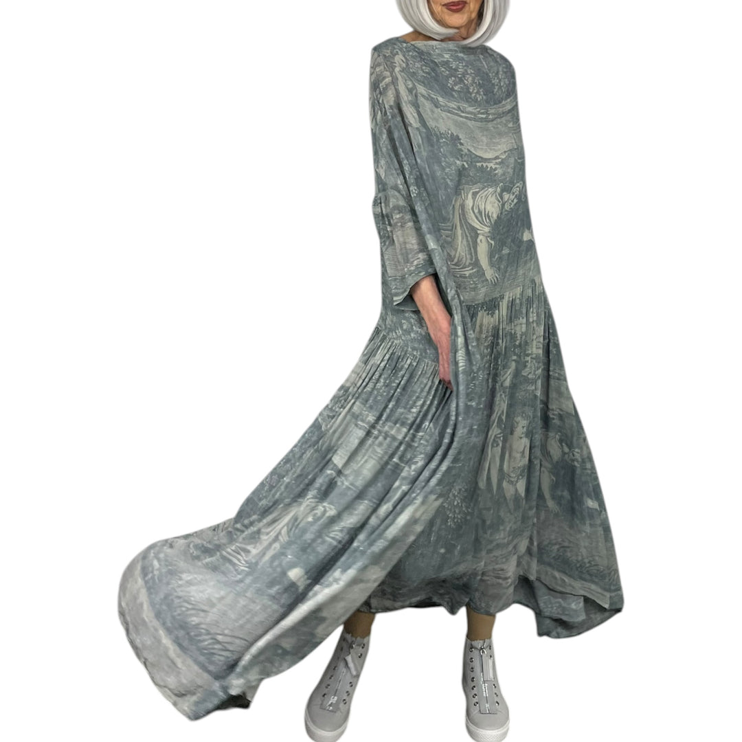 SCENIC PRINT VISCOSE DRESS