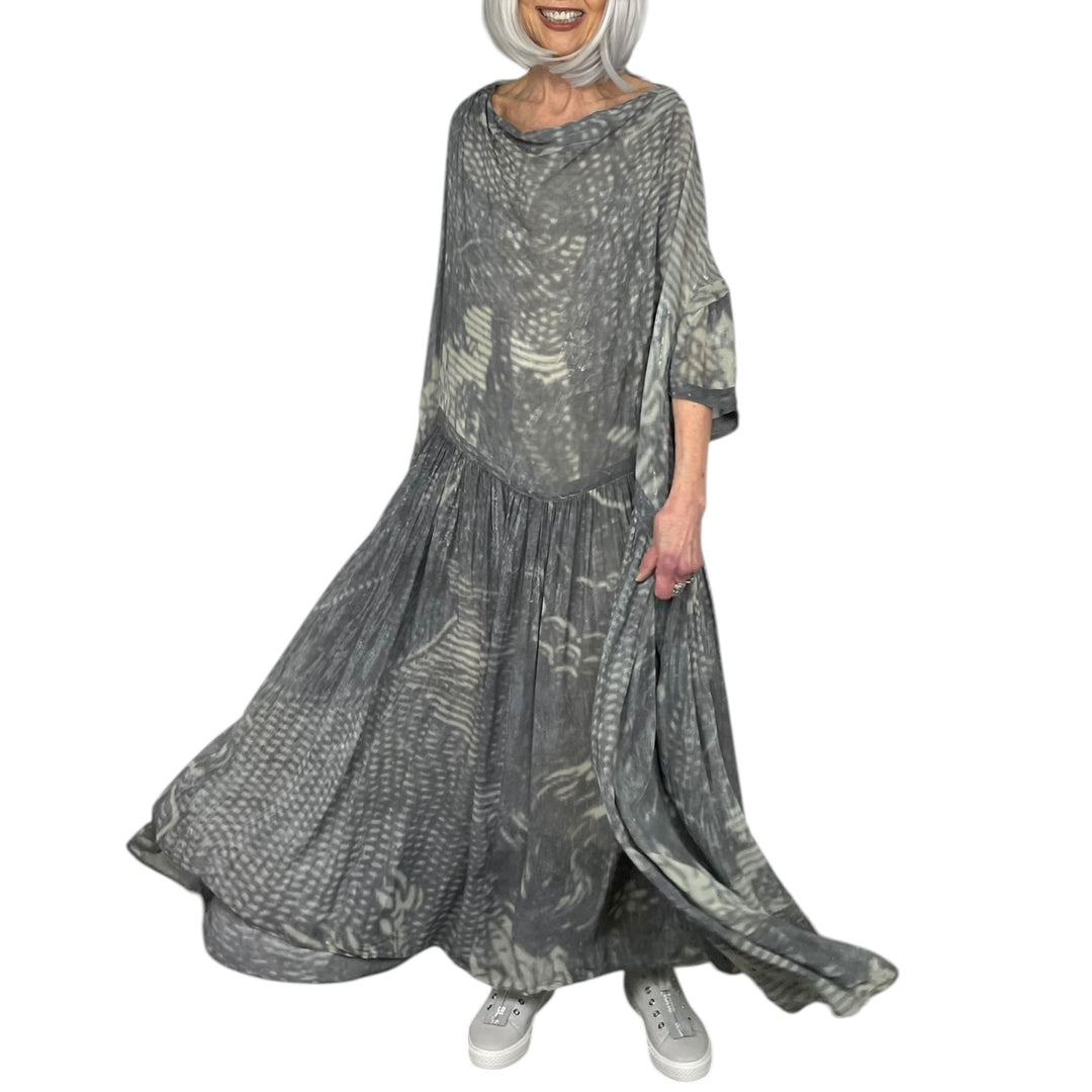 SCENIC PRINT VISCOSE DRESS