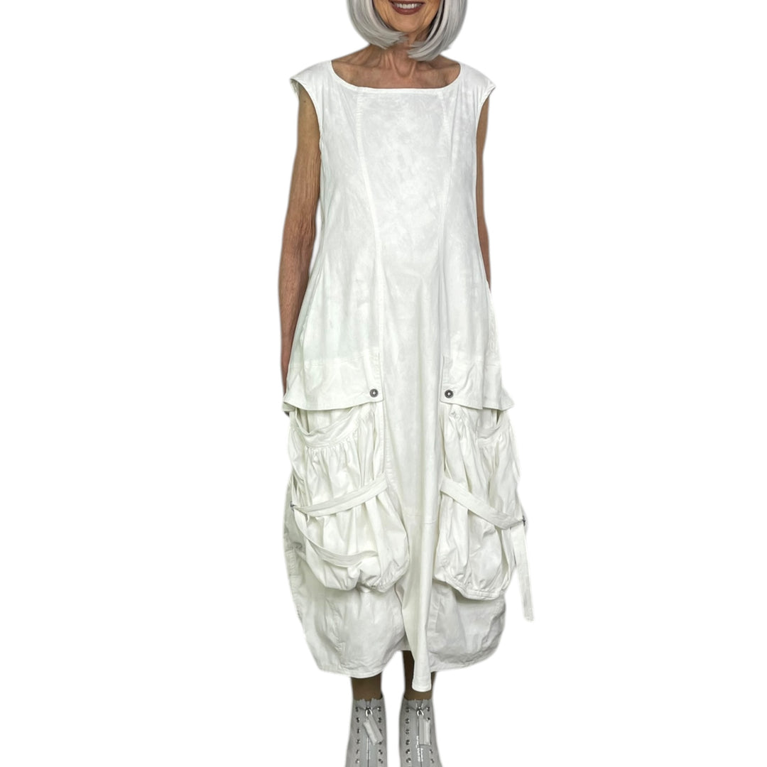 STRETCH TWILL SLEEVELESS DRESS