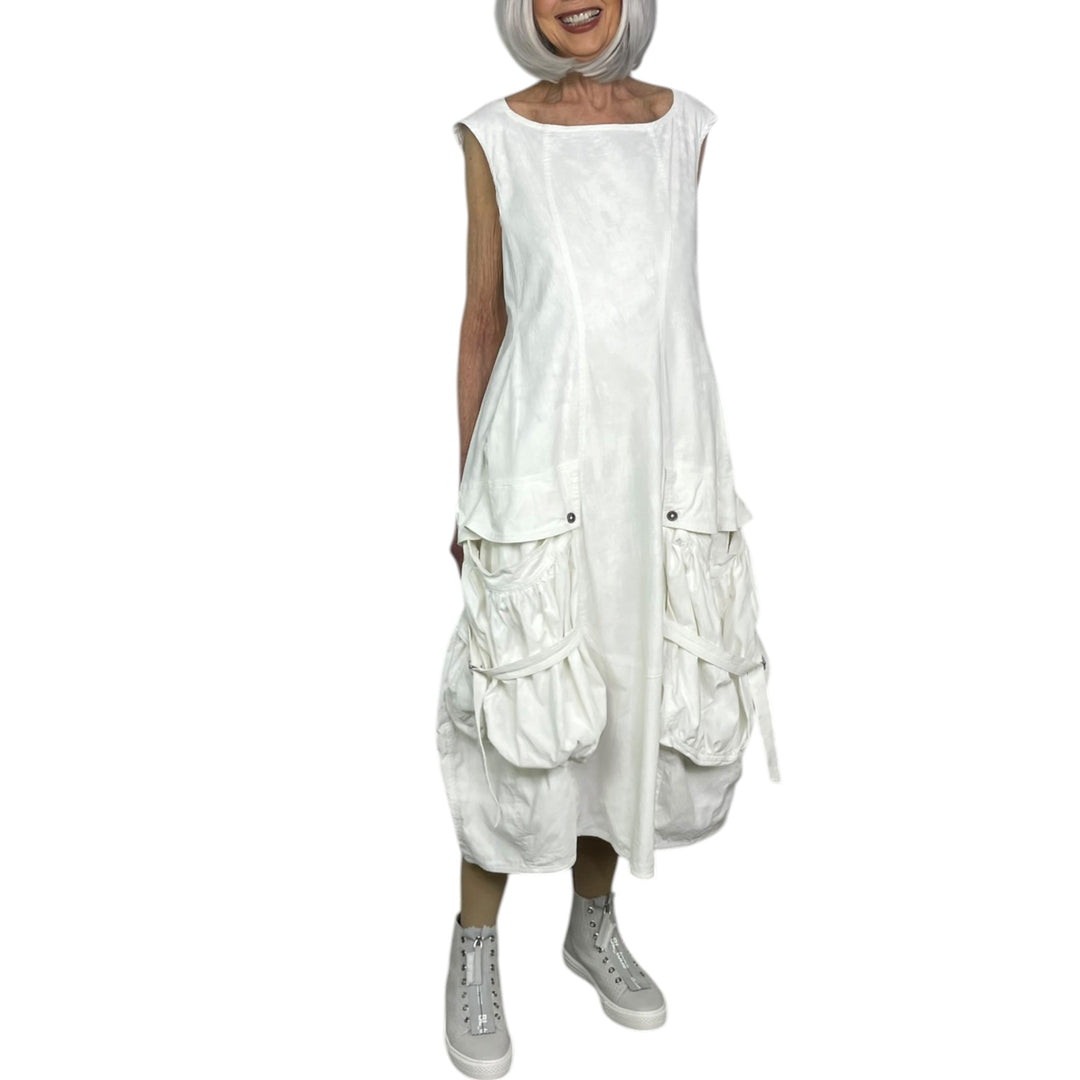 STRETCH TWILL SLEEVELESS DRESS
