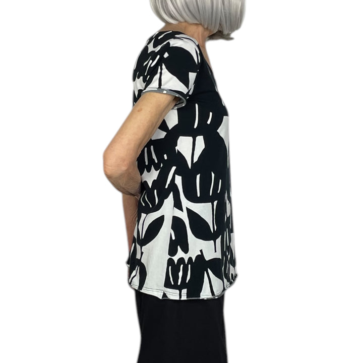 PRINT JERSEY CAP SLEEVE TOP