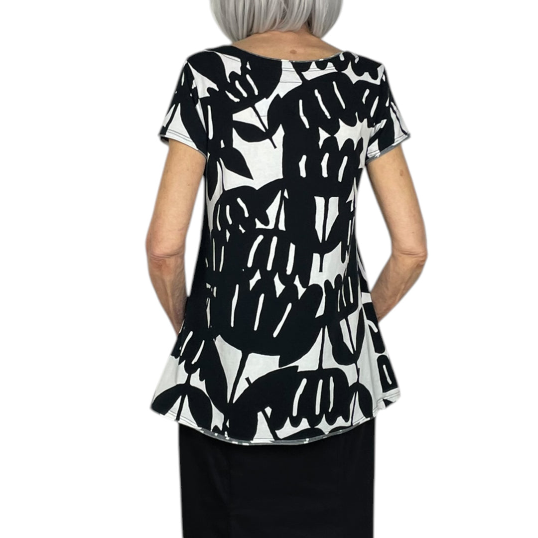 PRINT JERSEY CAP SLEEVE TOP