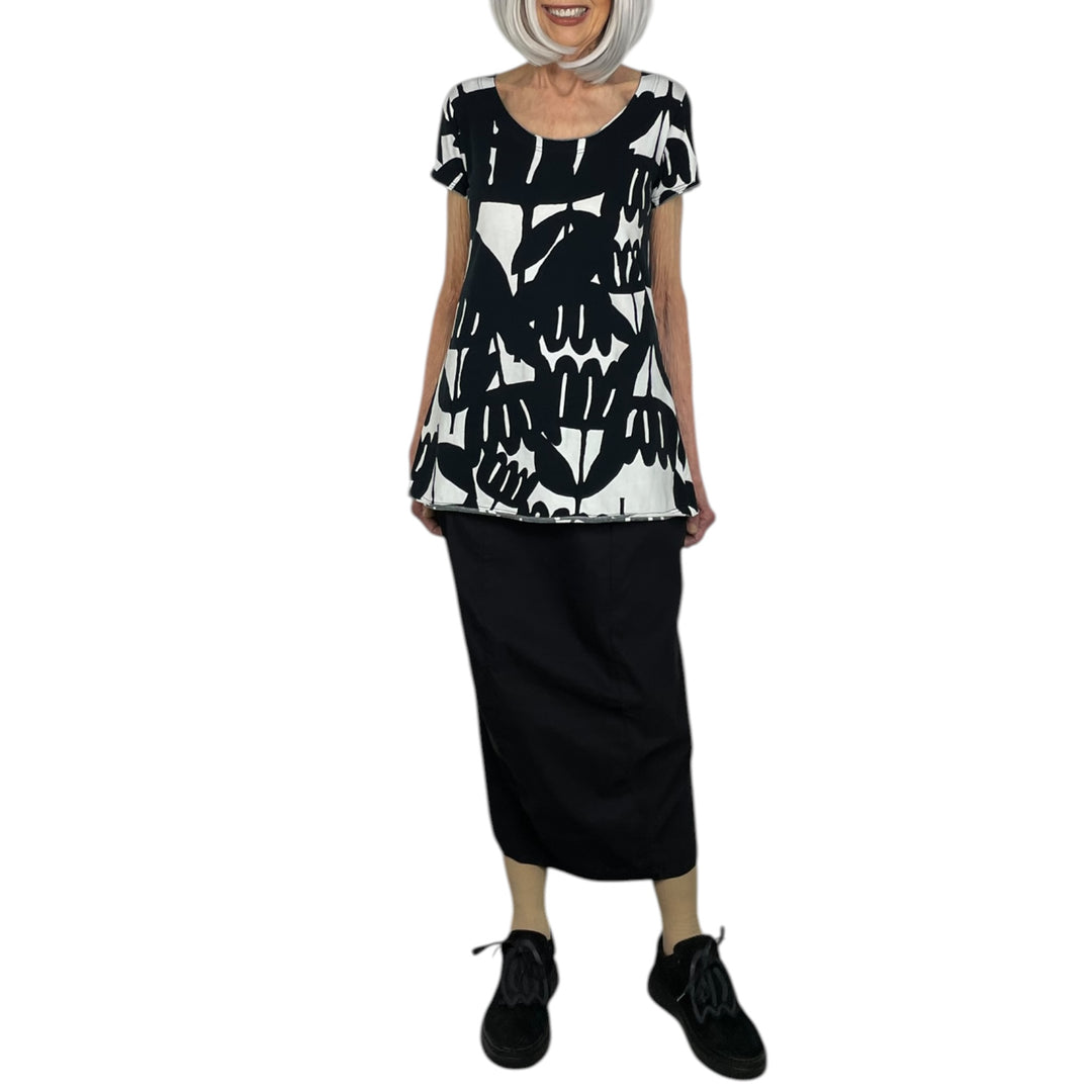 PRINT JERSEY CAP SLEEVE TOP