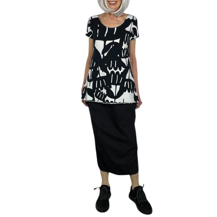 PRINT JERSEY CAP SLEEVE TOP