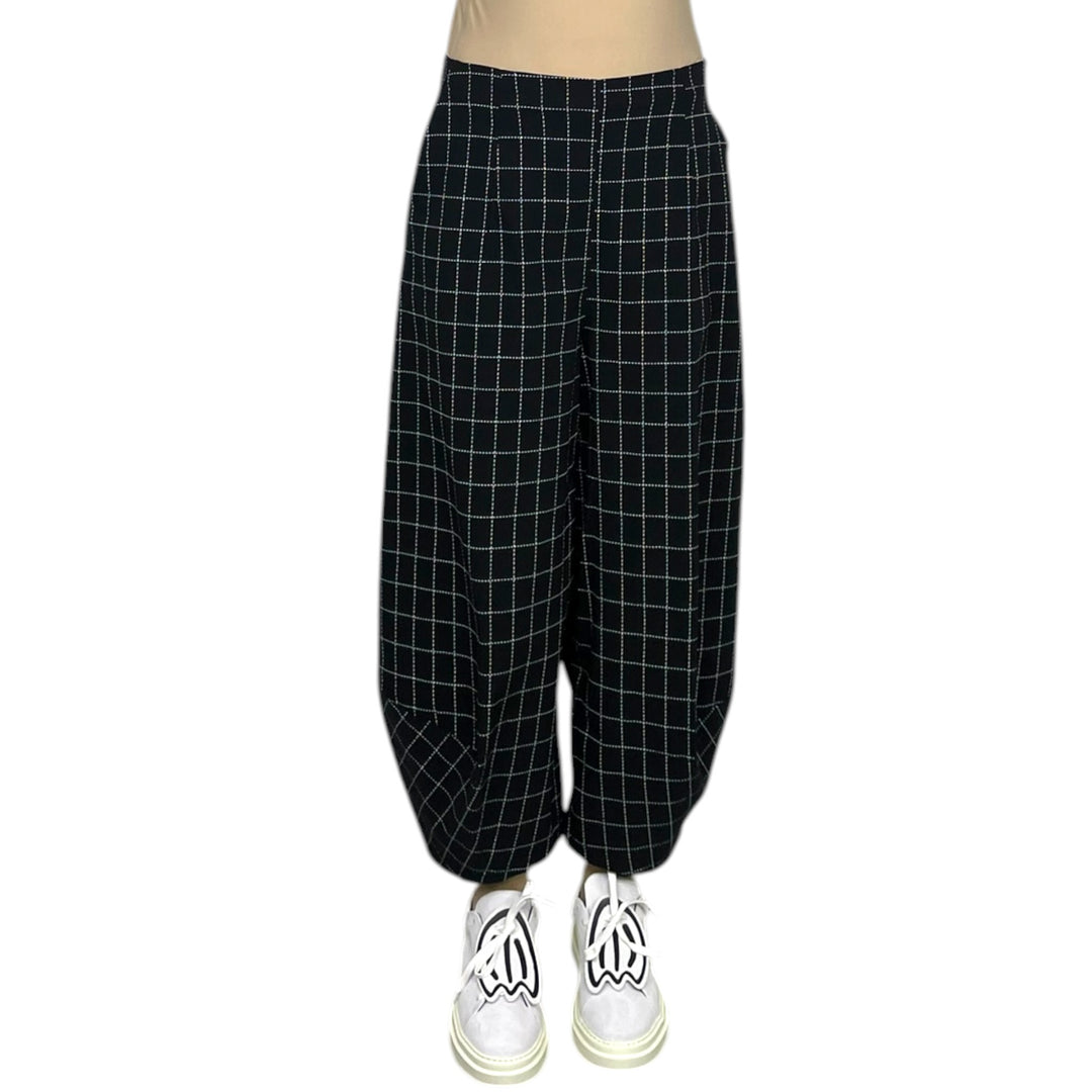 CHECK PRINT CURVED LEG PANT