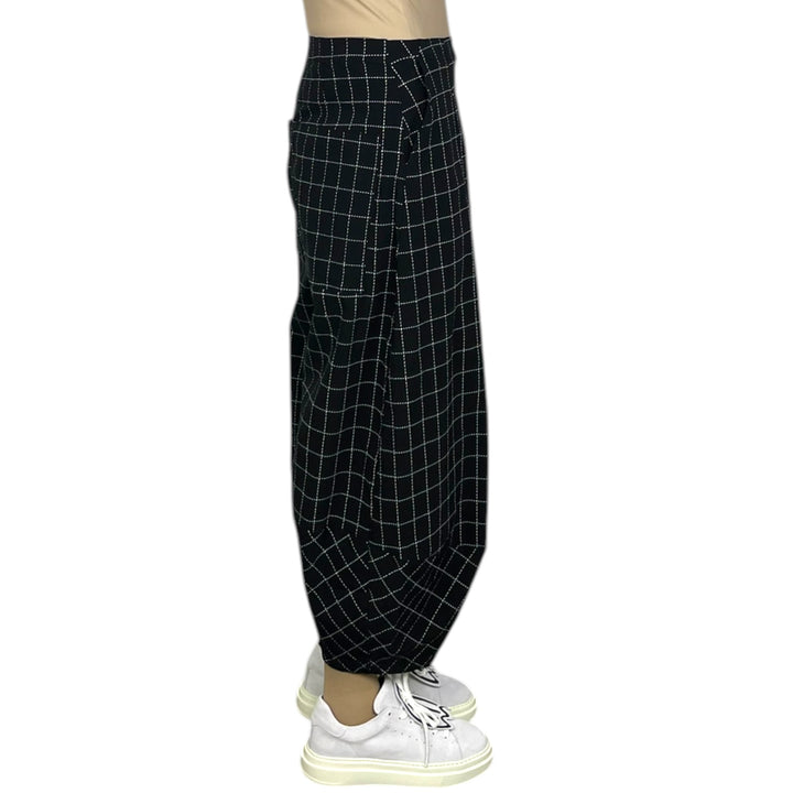 CHECK PRINT CURVED LEG PANT
