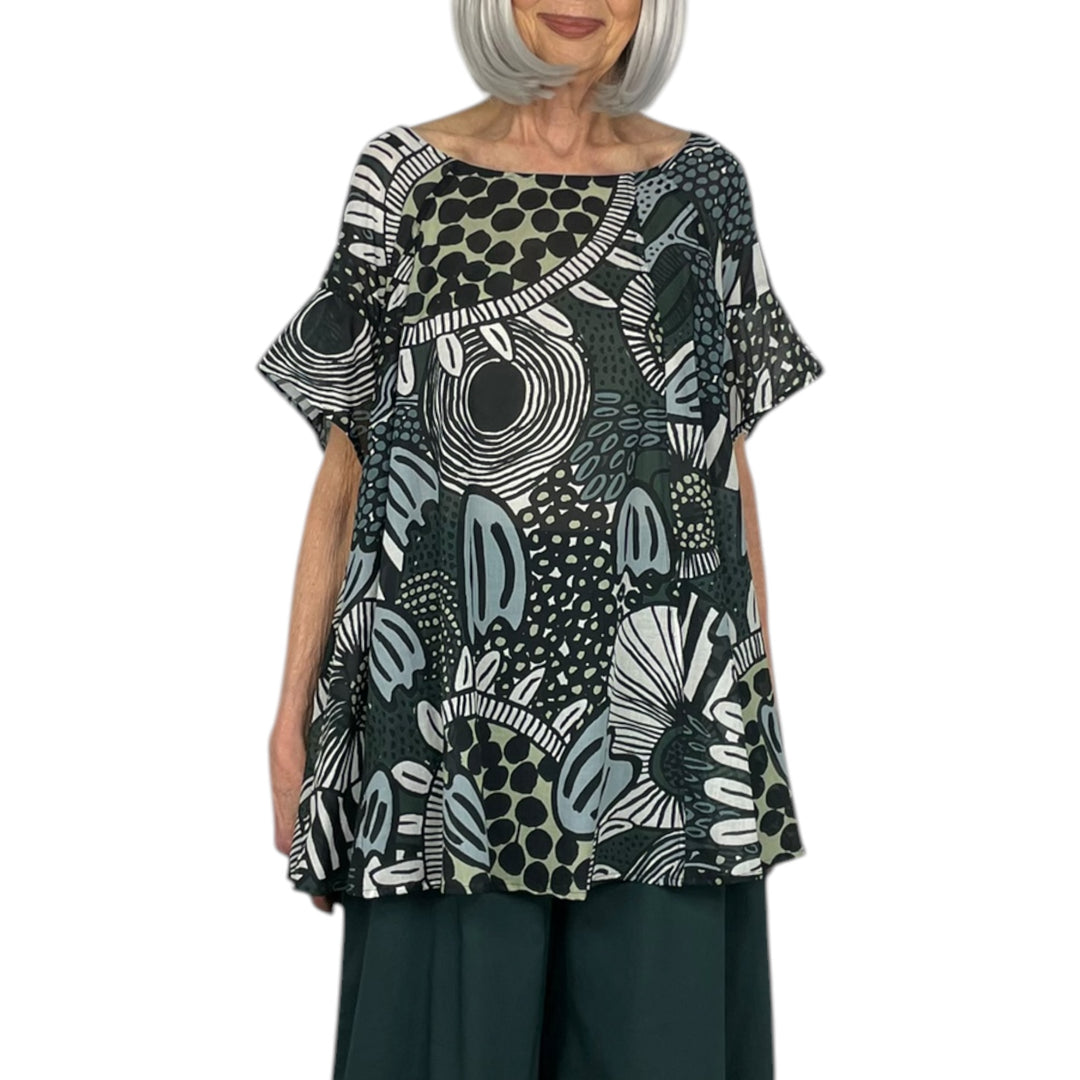 PRINT VOILE S/S TOP