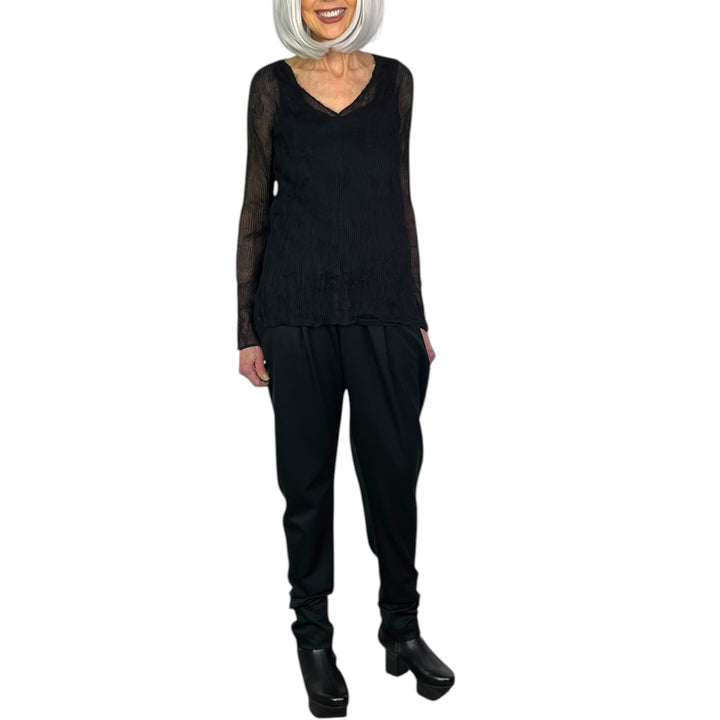 CHIFFON TWIST V-NECK TOP