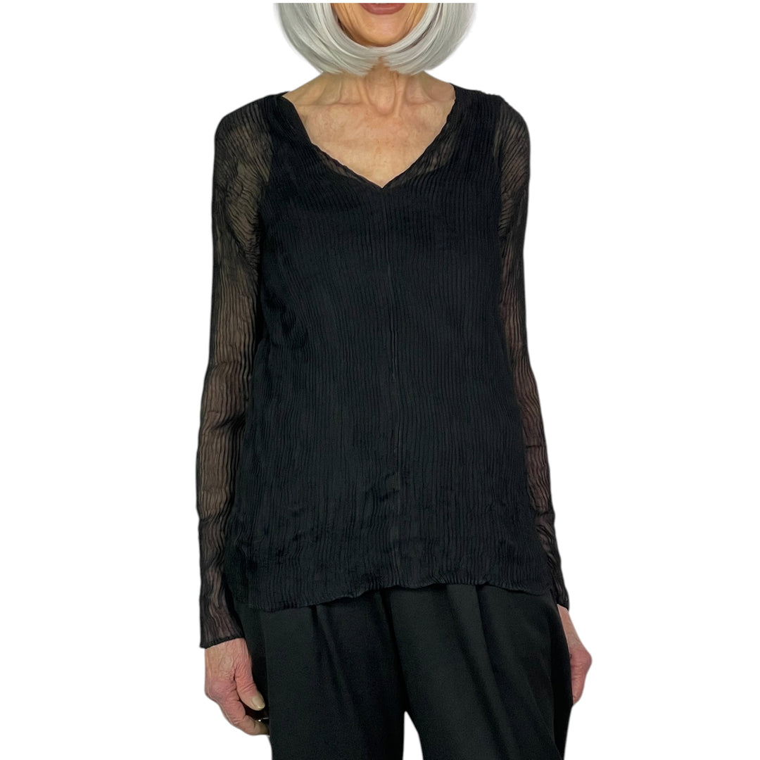 CHIFFON TWIST V-NECK TOP
