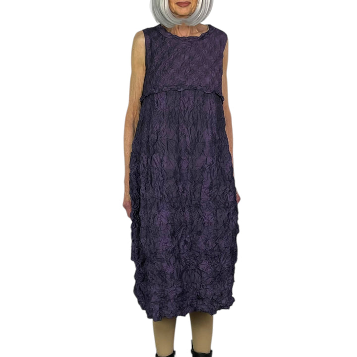 MIXED GINGHAM CRINKLE PLEAT DRESS