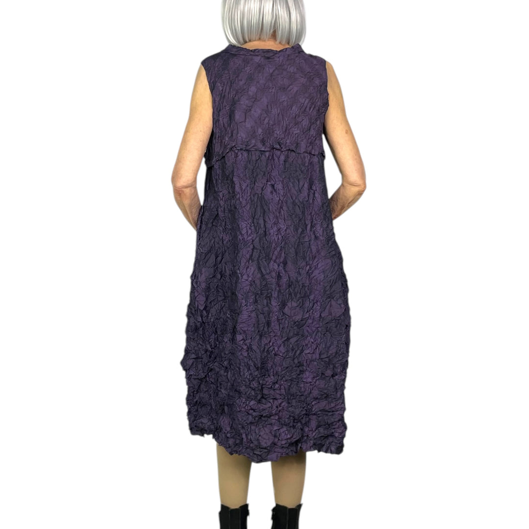 MIXED GINGHAM CRINKLE PLEAT DRESS