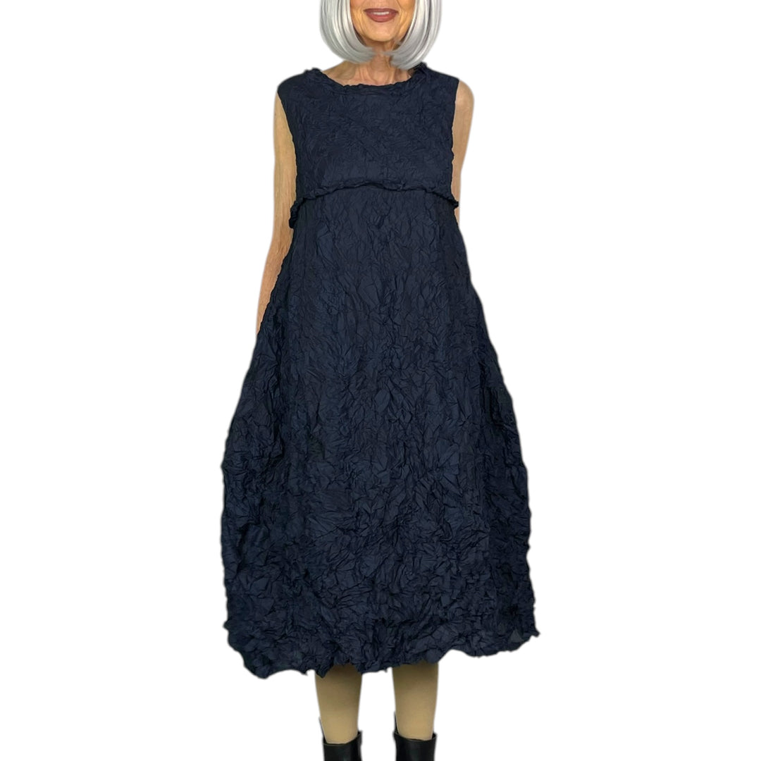 MIXED GINGHAM CRINKLE PLEAT DRESS